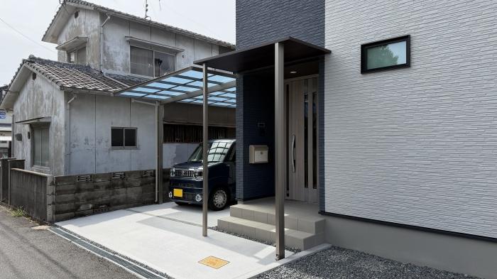 追加庇とカーポートで　雨の日でも快適におでかけ（岡山市 I様邸）
