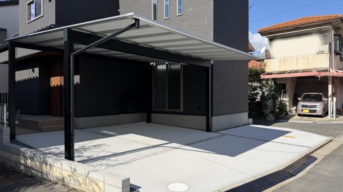 建物にシンデレラフィット　奥行片寄せカーポート（岡山市 K様邸）