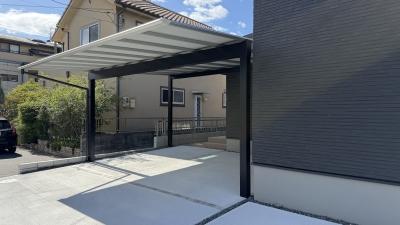 建物にシンデレラフィット　奥行片寄せカーポート（岡山市 K様邸）